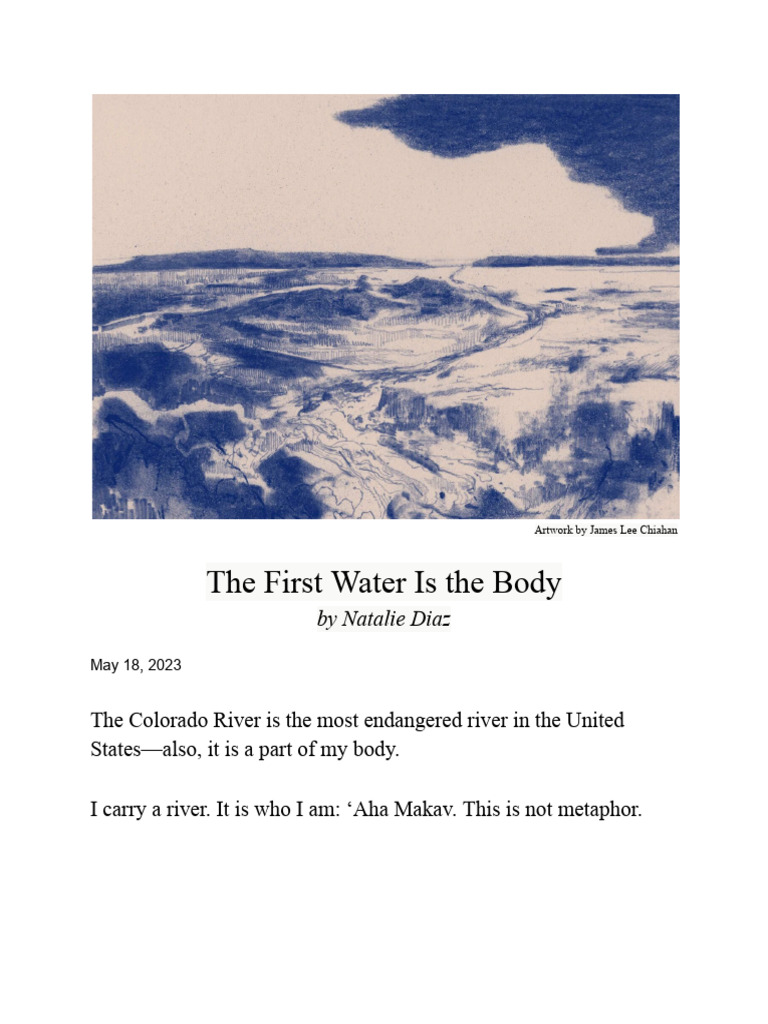 The First Water Is The Body by Natalie Diaz | PDF