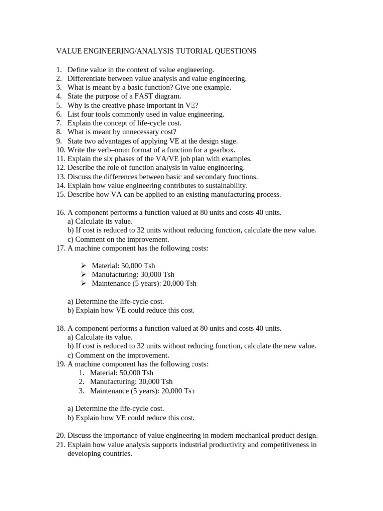 Value Engineering Tutorial | PDF