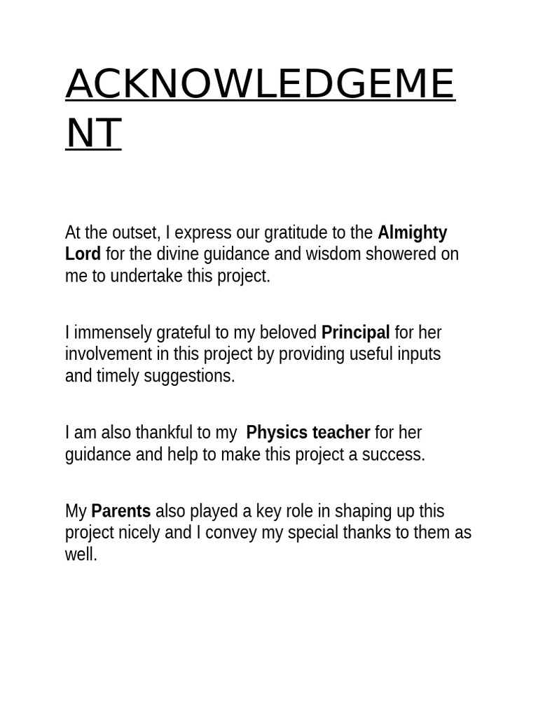 Acknowledgement - Docx Physics | PDF