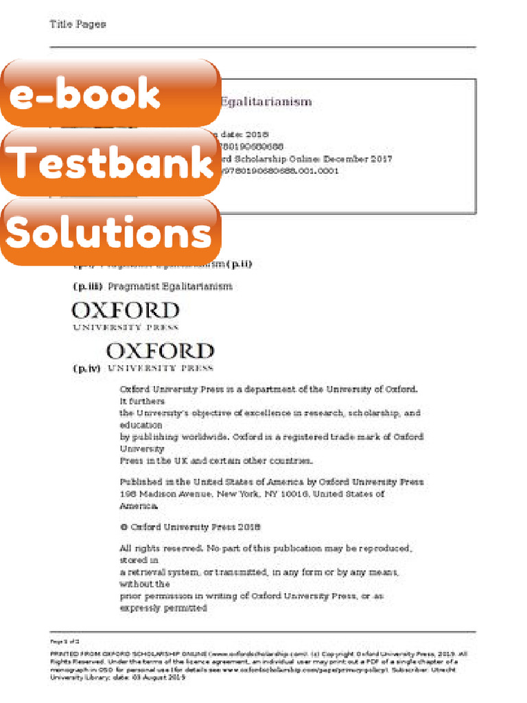 Testbank Pragmatist Egalitarianism David Rondel | PDF | Subscription ...