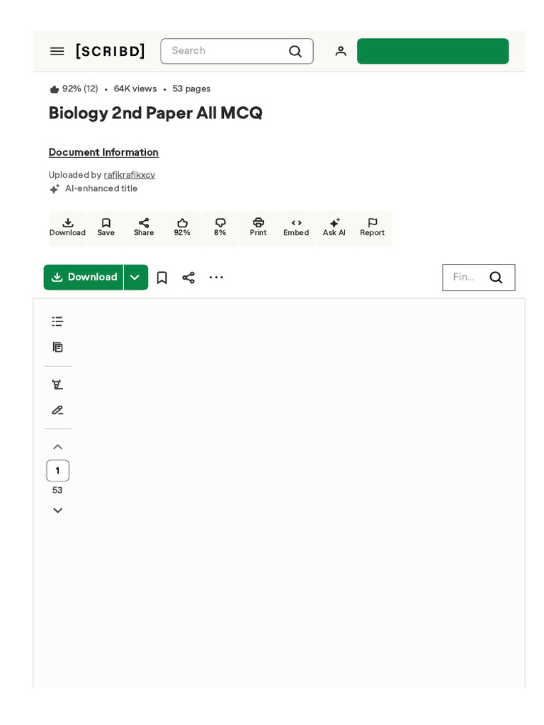 Www.scribd.comdocument794191513Biology 2nd Paper All Mcq | PDF