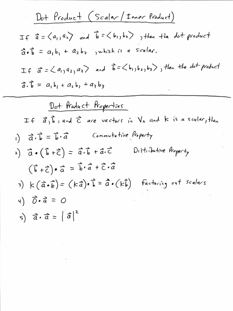 m220 Vectors Dot Product | PDF