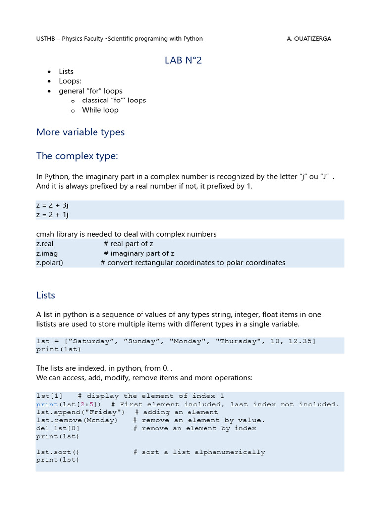 Lab 2 for L2 Scientific Programming Copie | PDF | Control Flow ...