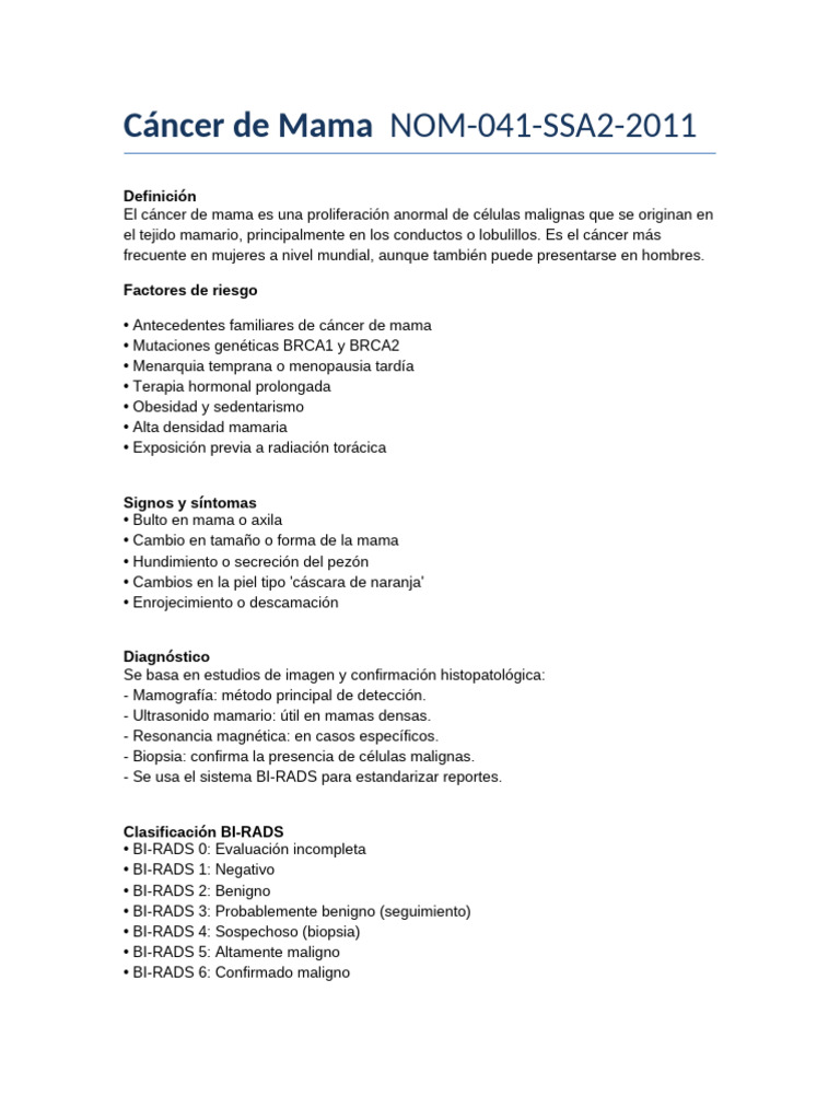 Cancer de Mama NOM 041 (1) | PDF | Cáncer de mama | Cáncer