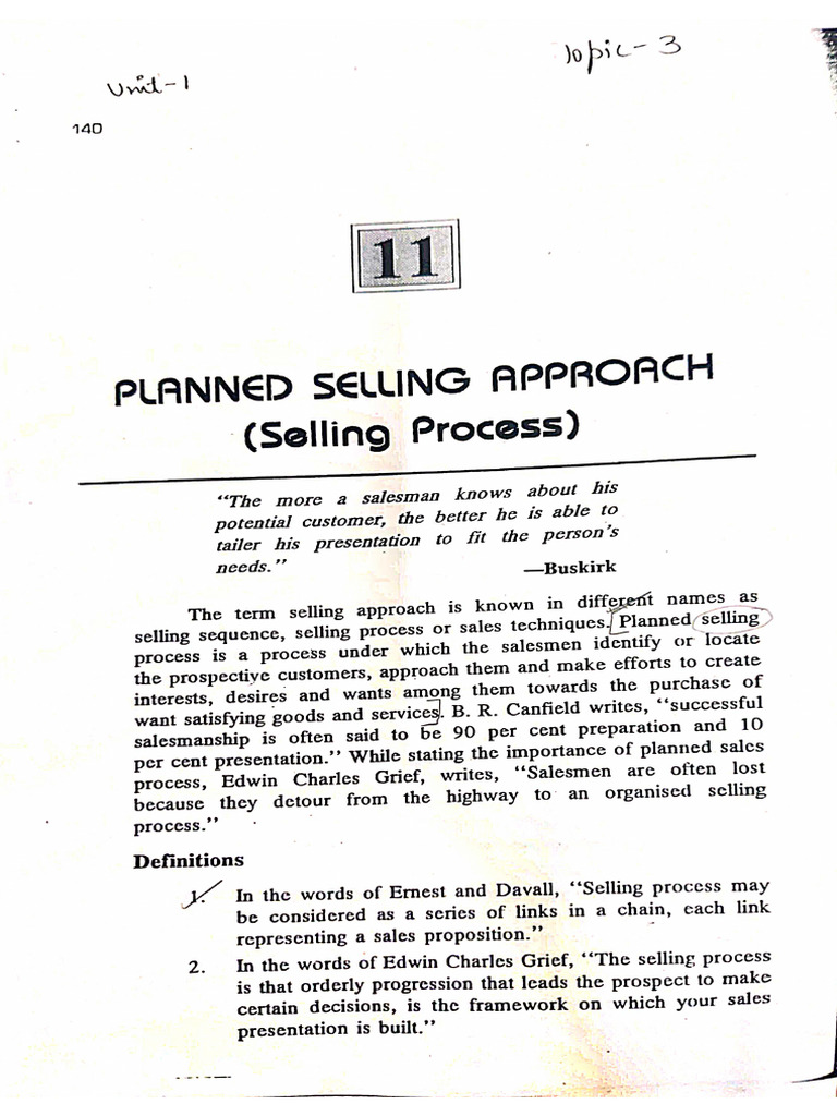 Unit 1 Process of Selling | PDF