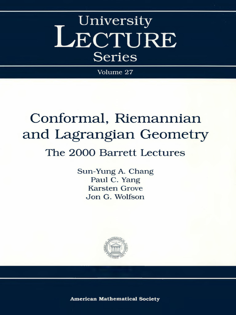 (University Lecture Series 027) Paul C. Yang, Karsten Grove, Jon G ...