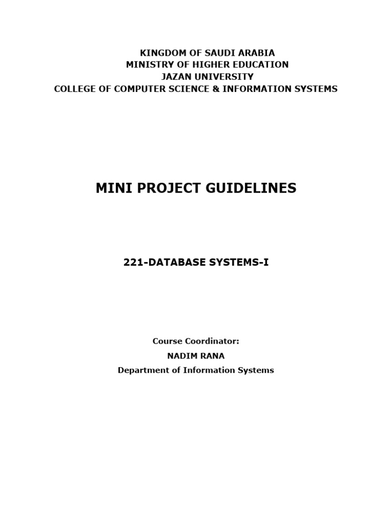 Mini Project Guideline and Sample Project | PDF | Data Model | Databases