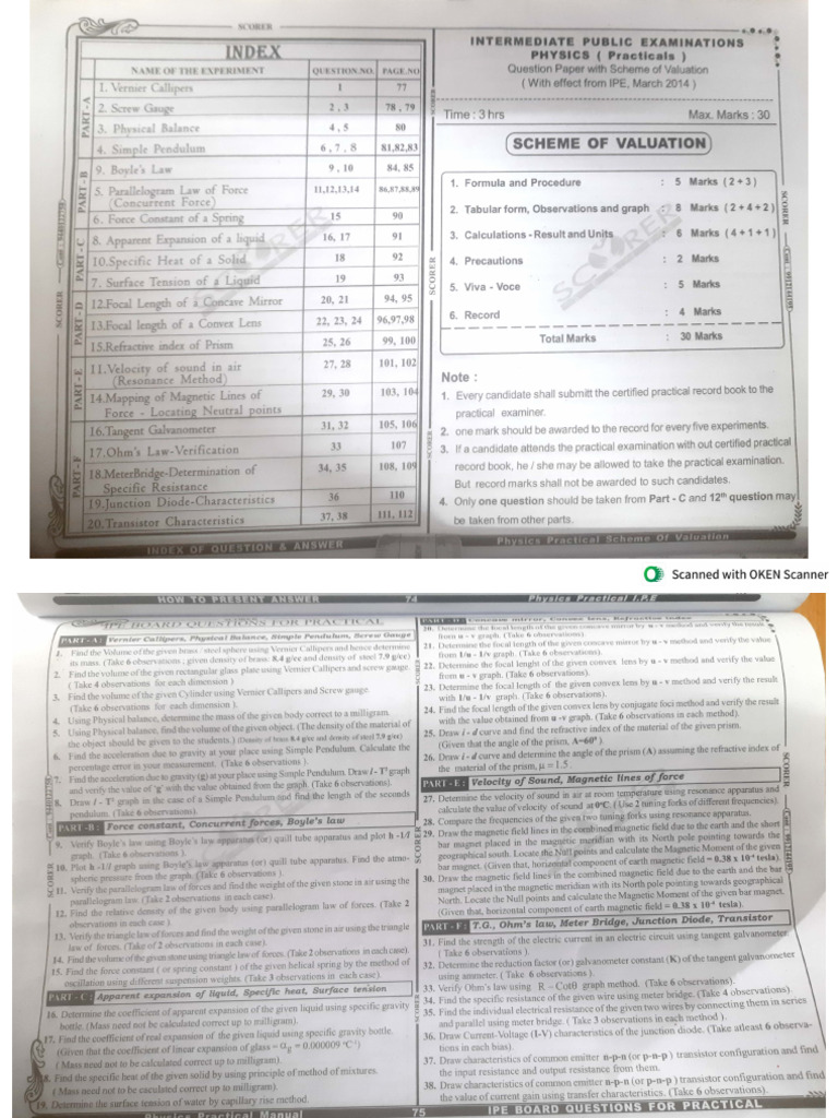 Physics Practical Board Pattern, Questions and Viva Questions PDF | PDF