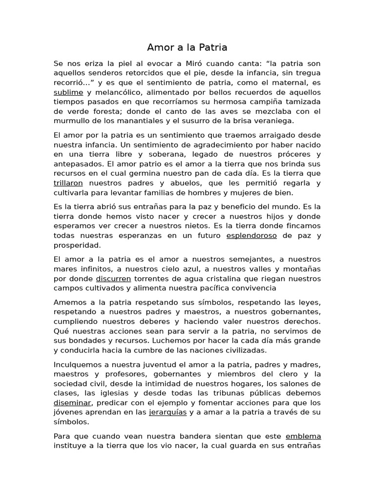 Amor a La Patria | PDF | Amor