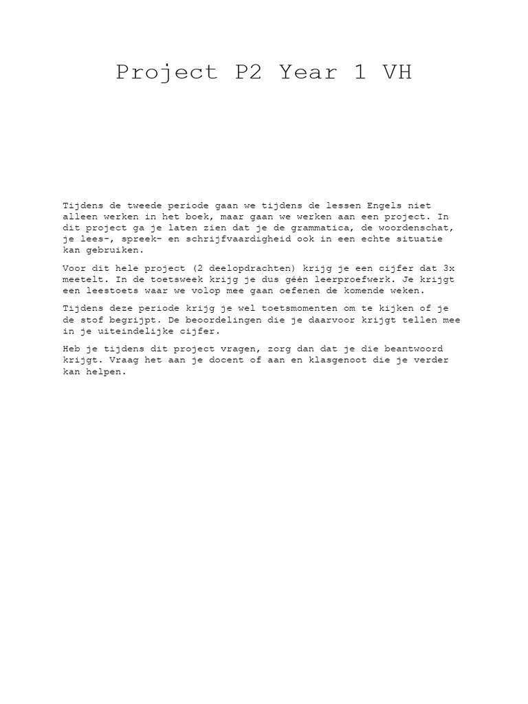Project P2 Year 1 VVH PDF | PDF