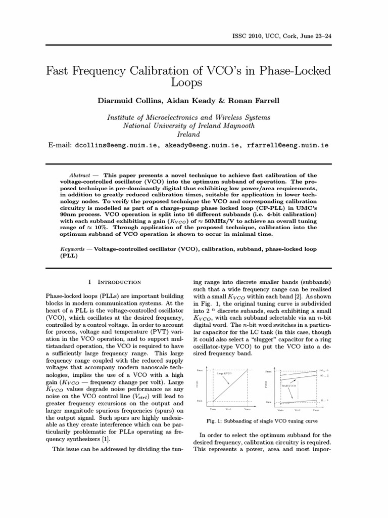 Fast Frequency Calibration of Vco S in Phase Locked Loops 27uknspi7b ...