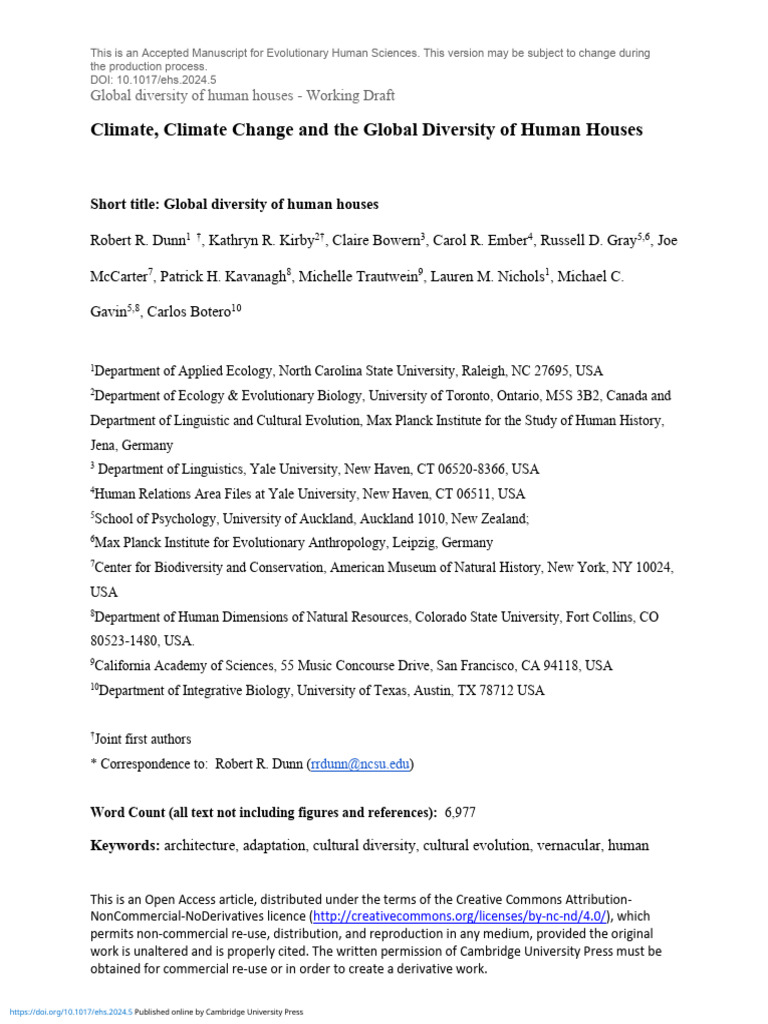 Climate Climate Change and The Global Diversity of | PDF | Logistic ...