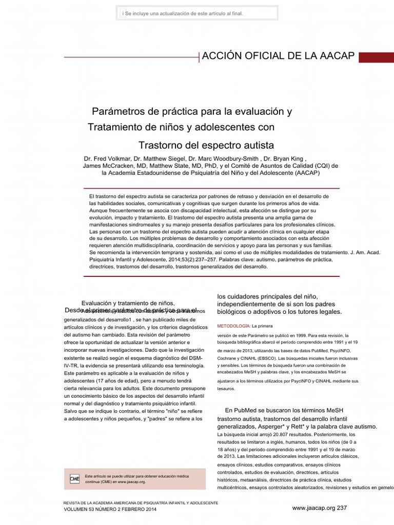 Aacap Tea 2014 | PDF | Autismo | Síndrome de Asperger
