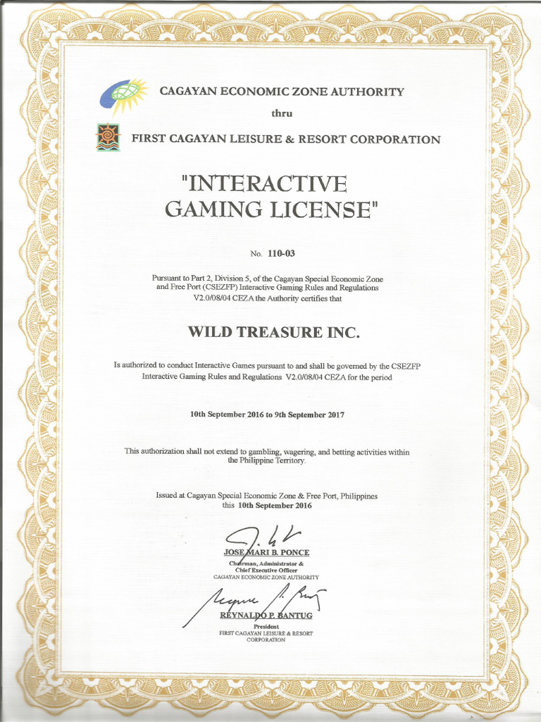 Gaming License Certificate | PDF