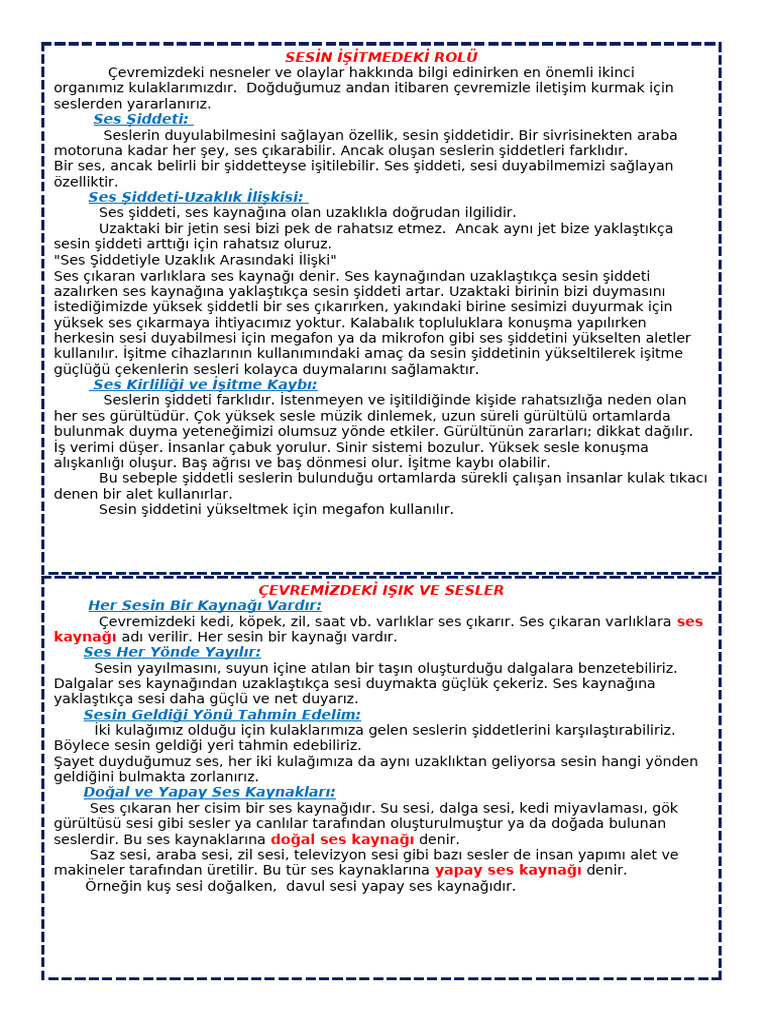 Ses Şiddeti:: Sesin İşitmedeki Rolü | PDF