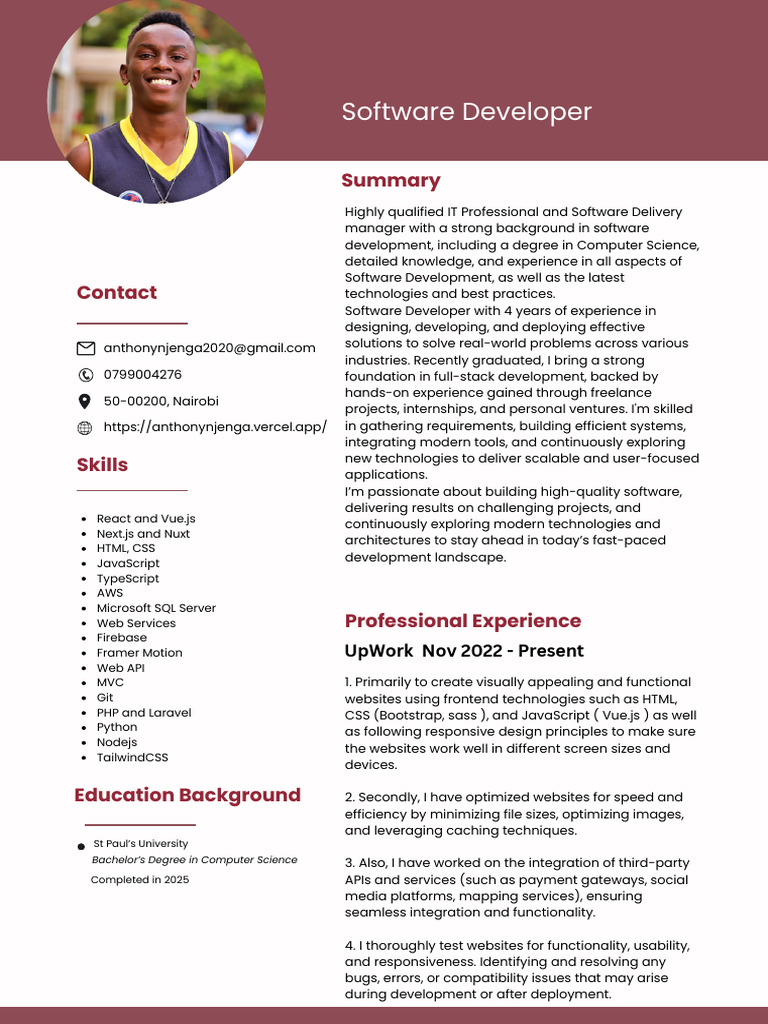 Pink Simple Profile Resume (1) | PDF | Computing | Software Engineering