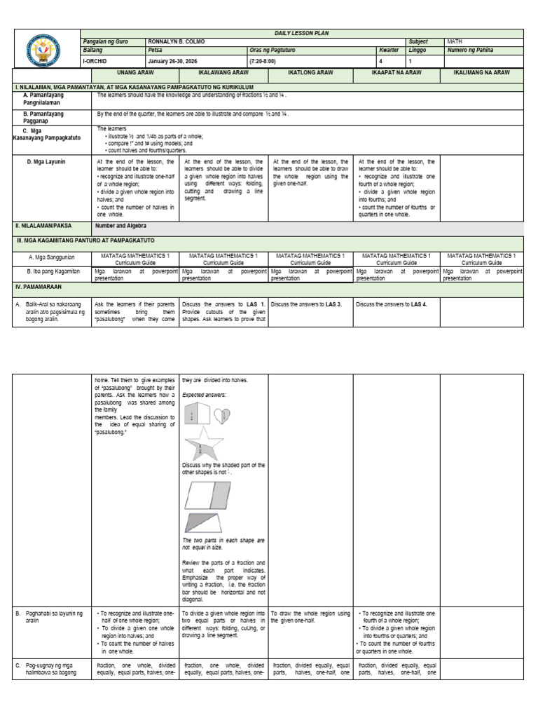 lesson plan MATH | PDF | Mathematics