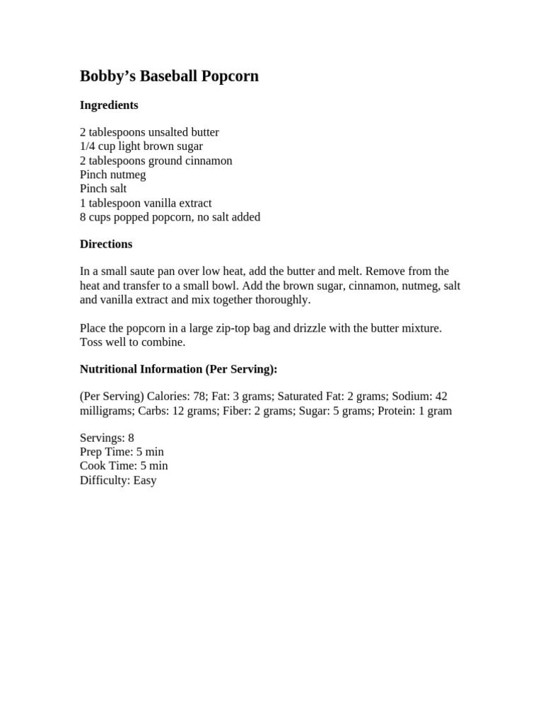 Baseball Popcorn | PDF