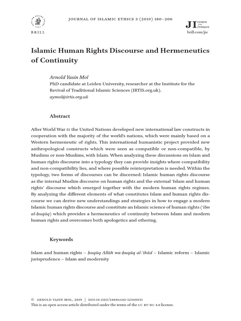 Yasin Arnold Islamic Human Rights Discourse | PDF | Human Rights | Sharia