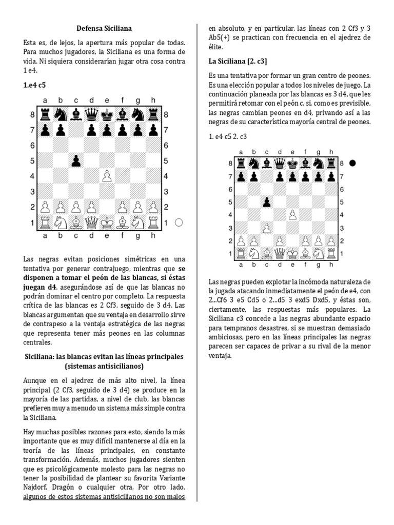 Defensa Siciliana-1 | PDF | Aperturas de ajedrez | Juegos de mesa ...