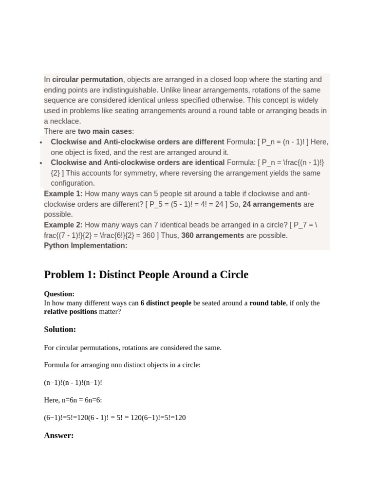 Circle Permutation | PDF