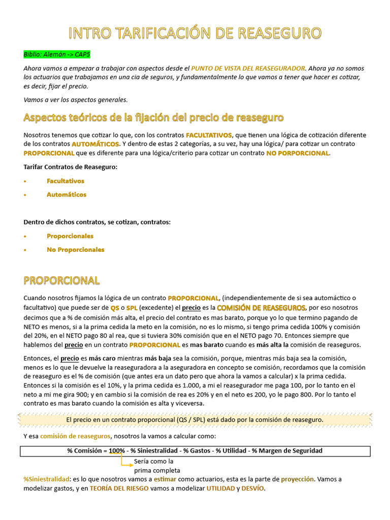 Intro Tarificación de Reaseguro | PDF | Reaseguro | Seguro