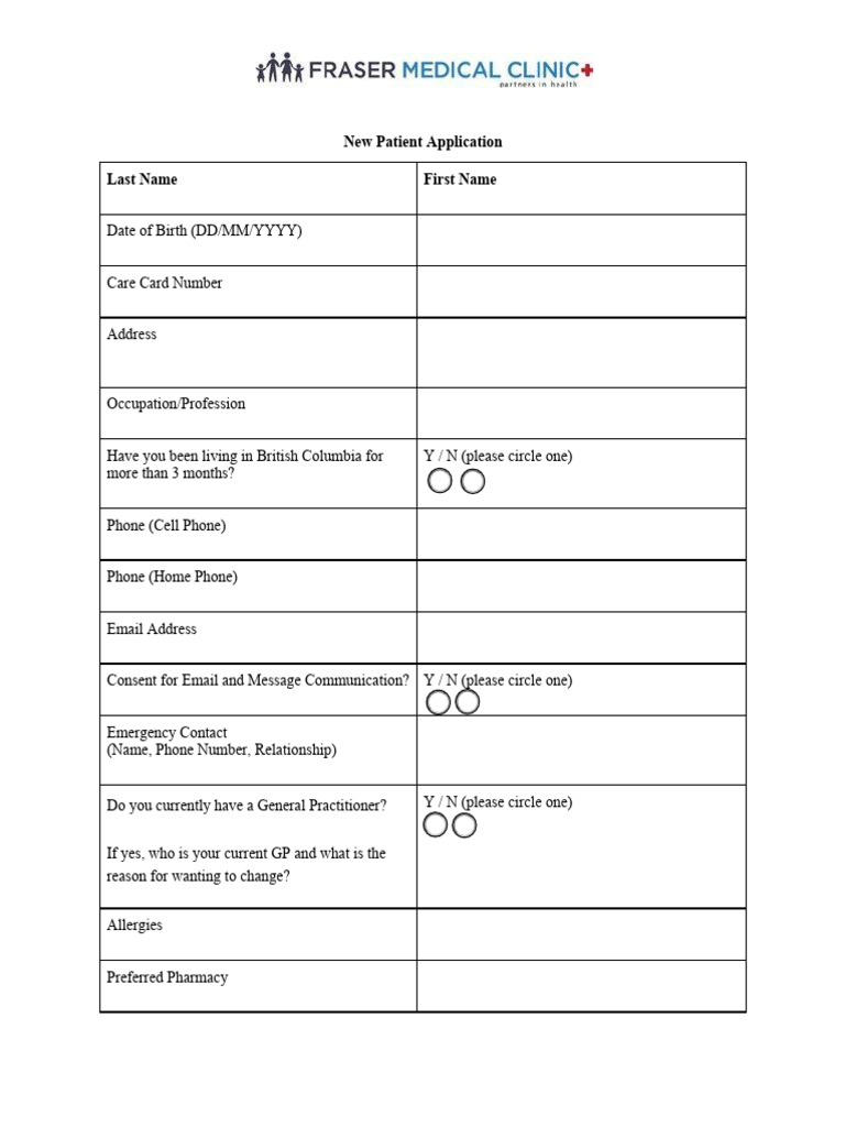 FMC New Patient Application Fillable | PDF