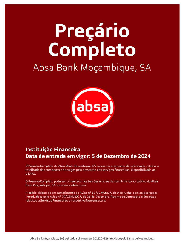 Absa Precario Completo Dezembro 2024 | PDF | Cheque (banco) | Conta de ...