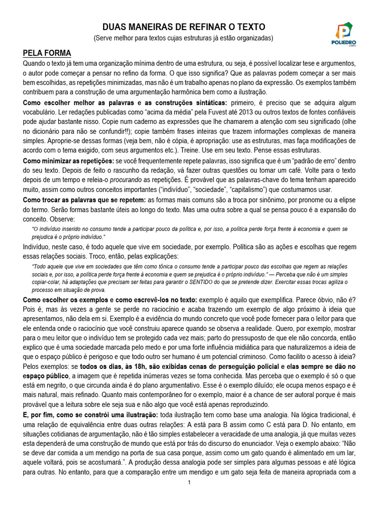 Duas Maneiras de Refinar Texto | PDF | Roupas | Tecelagem