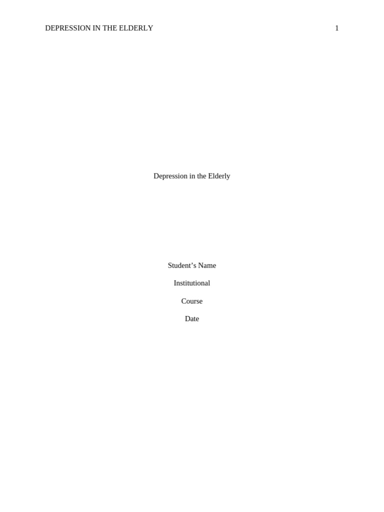 Depression in the Elderly g | PDF | Major Depressive Disorder ...
