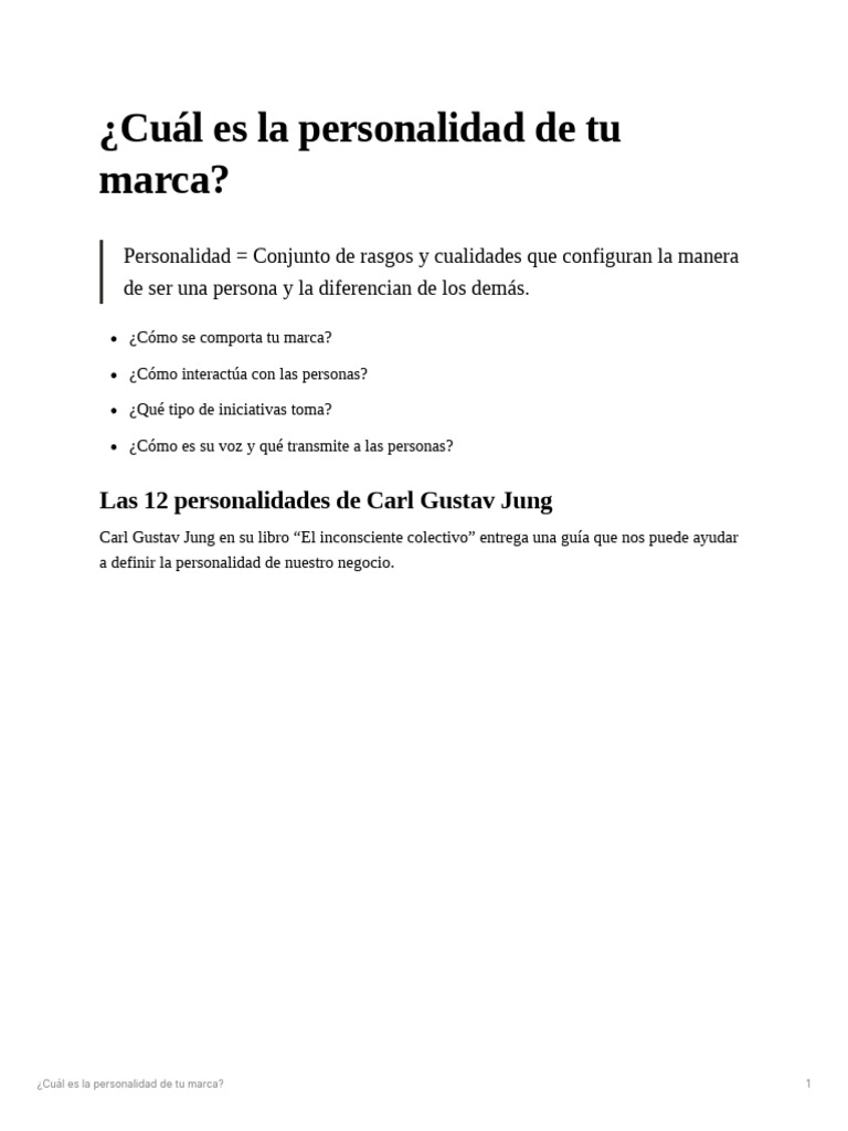 Cual Es La Personalidad de Tu Marca | PDF | Psicologia analitica | Carl ...