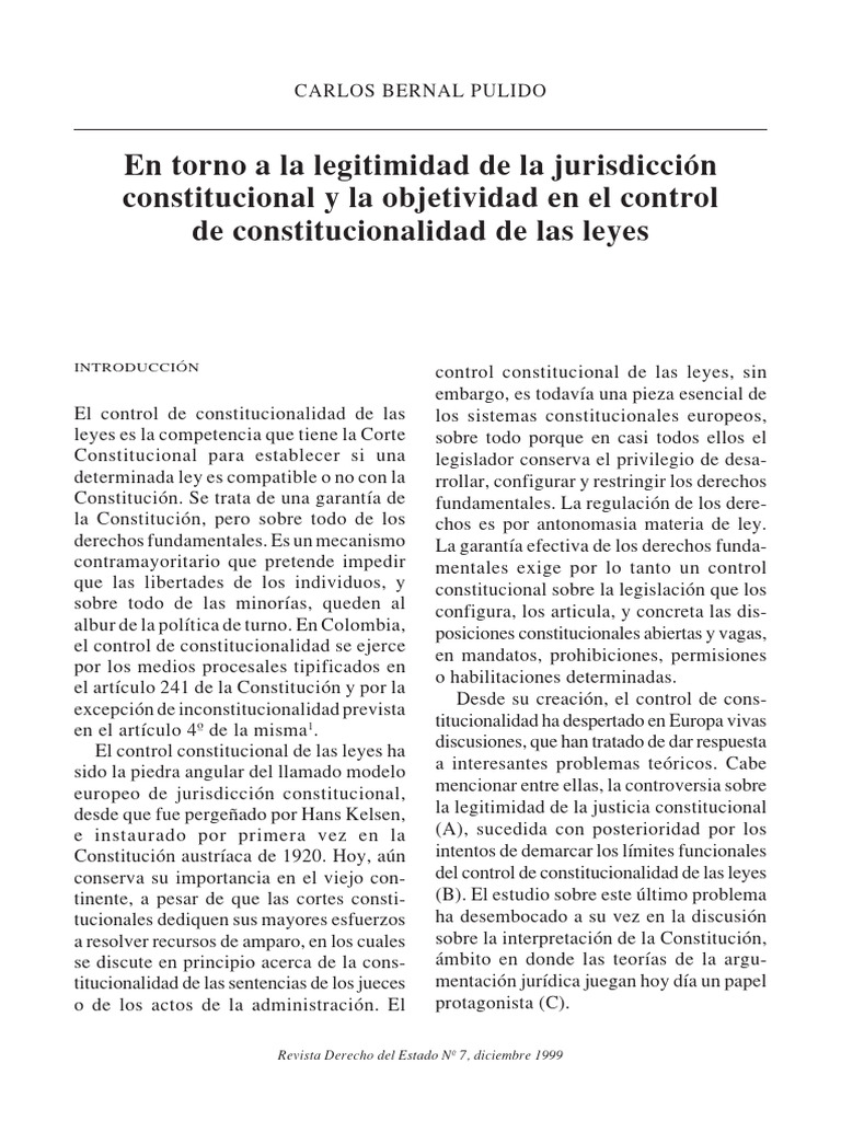 En Torno A La Legitimidad de La Jurisdicción Constitucional y La ...