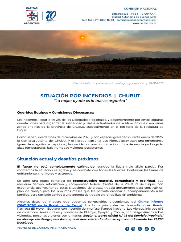 Comunicado A Las Regiones - Incendios en Chubut | PDF