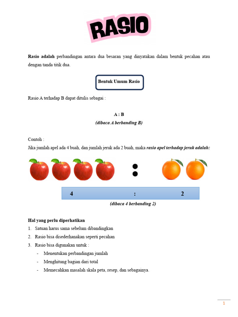 Rangkuman MTK Bab 2 - RASIO | PDF