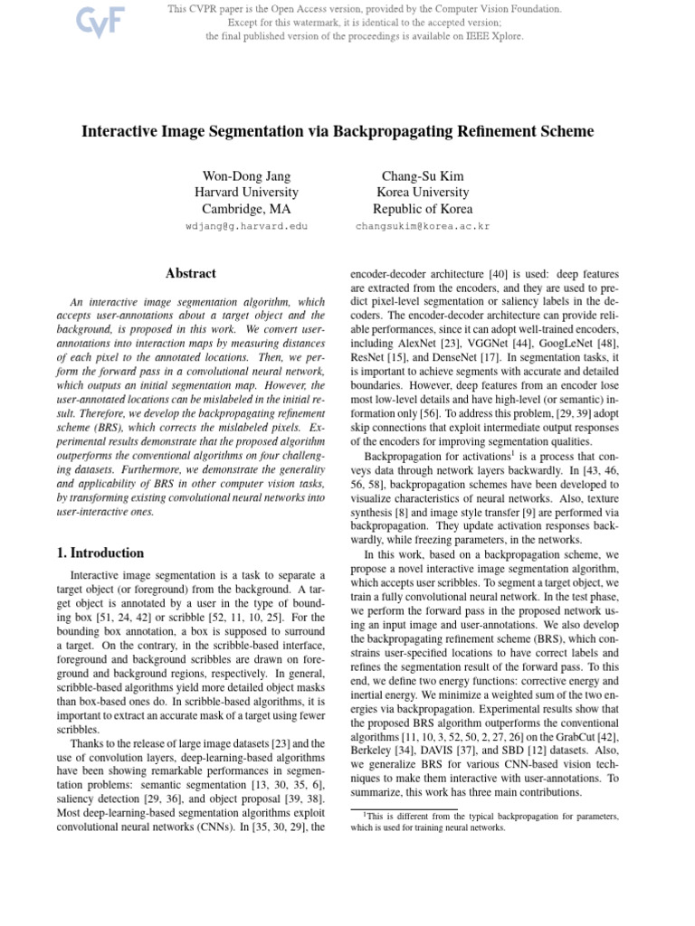 Jang Interactive Image Segmentation via Backpropagating Refinement ...