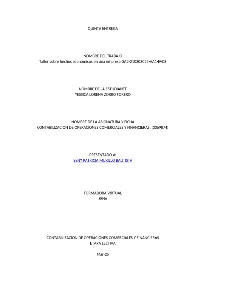 Hechos Economicos en Una Empresa GA2 210303022 AA1 EV03 | PDF ...