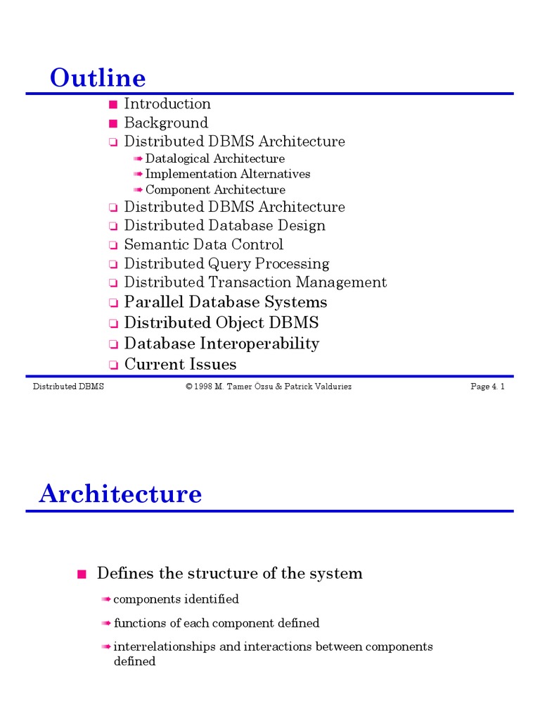 Outline: Background Distributed DBMS Architecture | PDF
