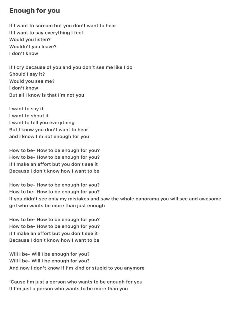 Enough For You | PDF