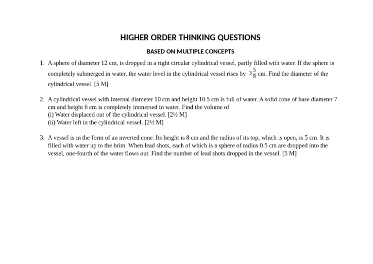 Higher Order Thinking Questions | PDF