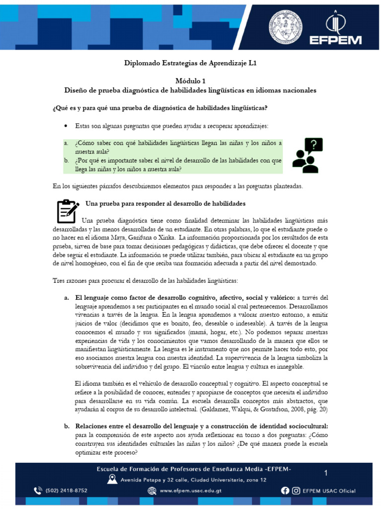 Modulo 0 Evaluación Diagnóstica USAC-EFPEM USAC VF | PDF | Comprensión ...