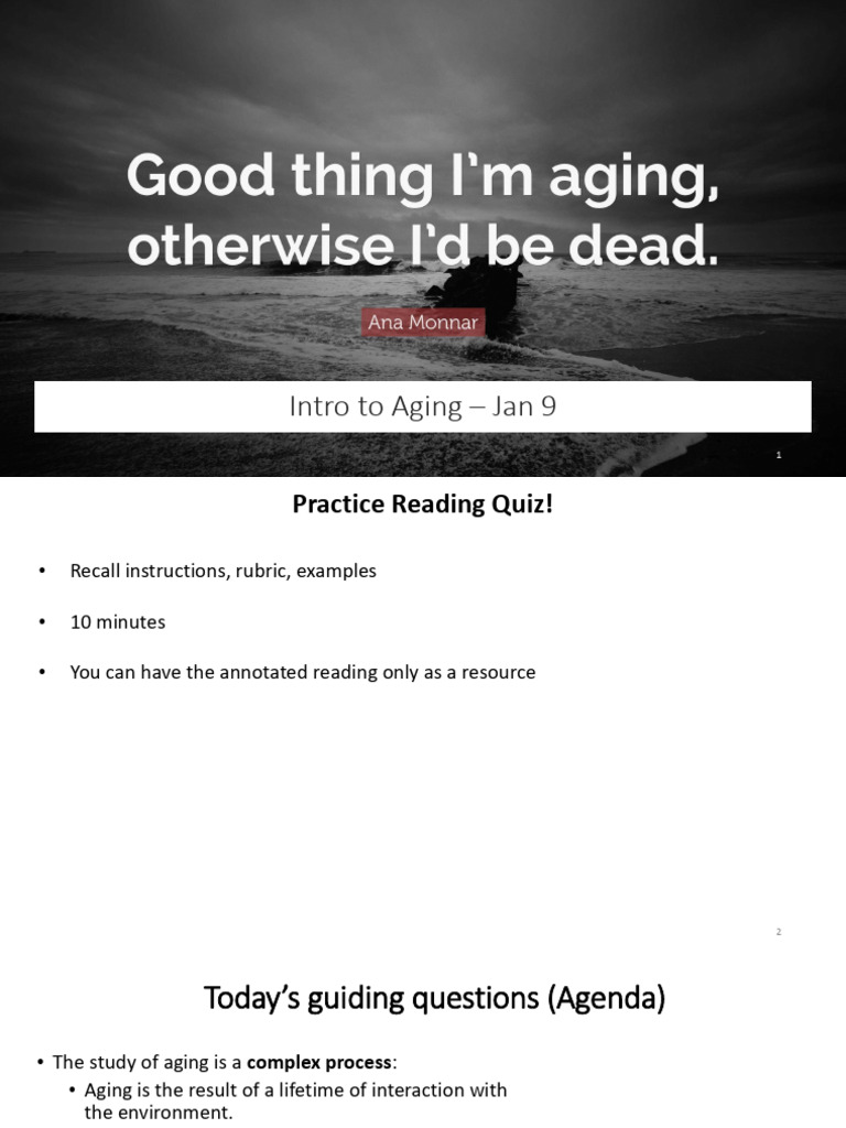 HLTH 3402 Notes - Intro To Diseases of Aging - Jan 9 | PDF | Ageing ...