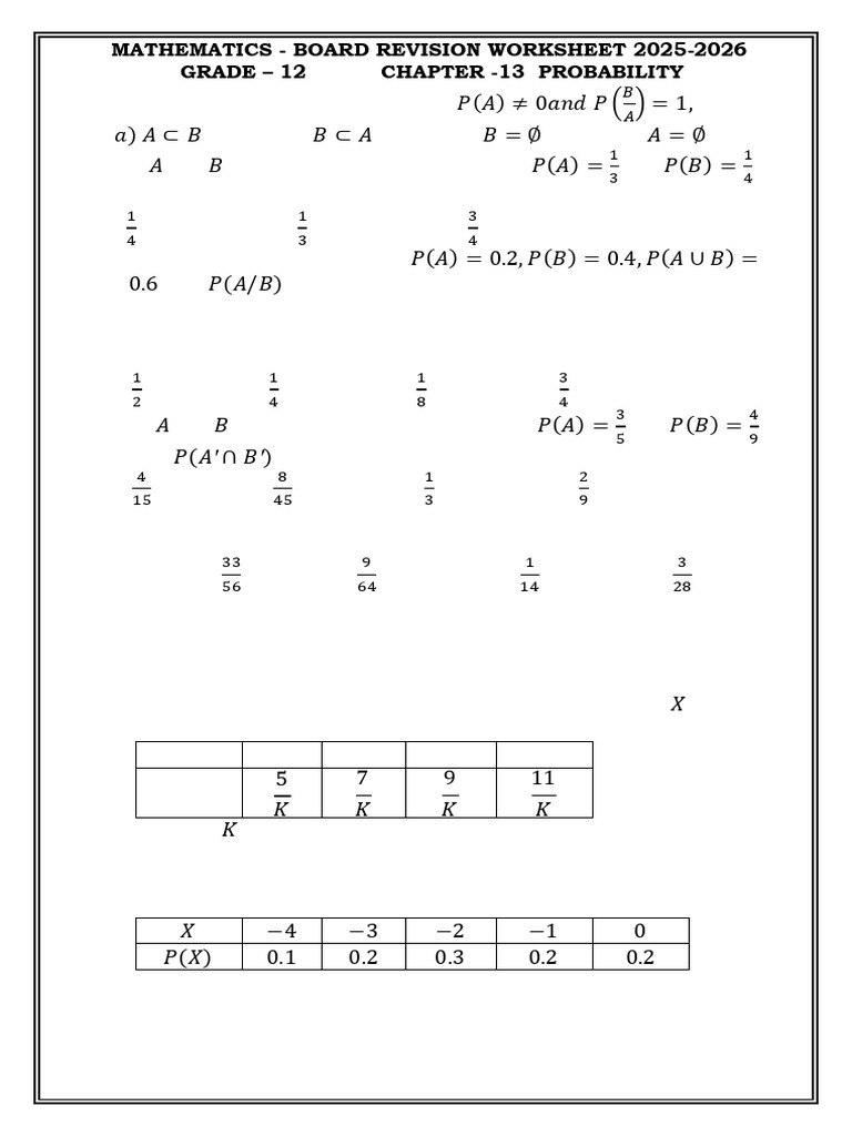 12th Chpter 13 Probability | PDF | Probability Distribution | Random ...