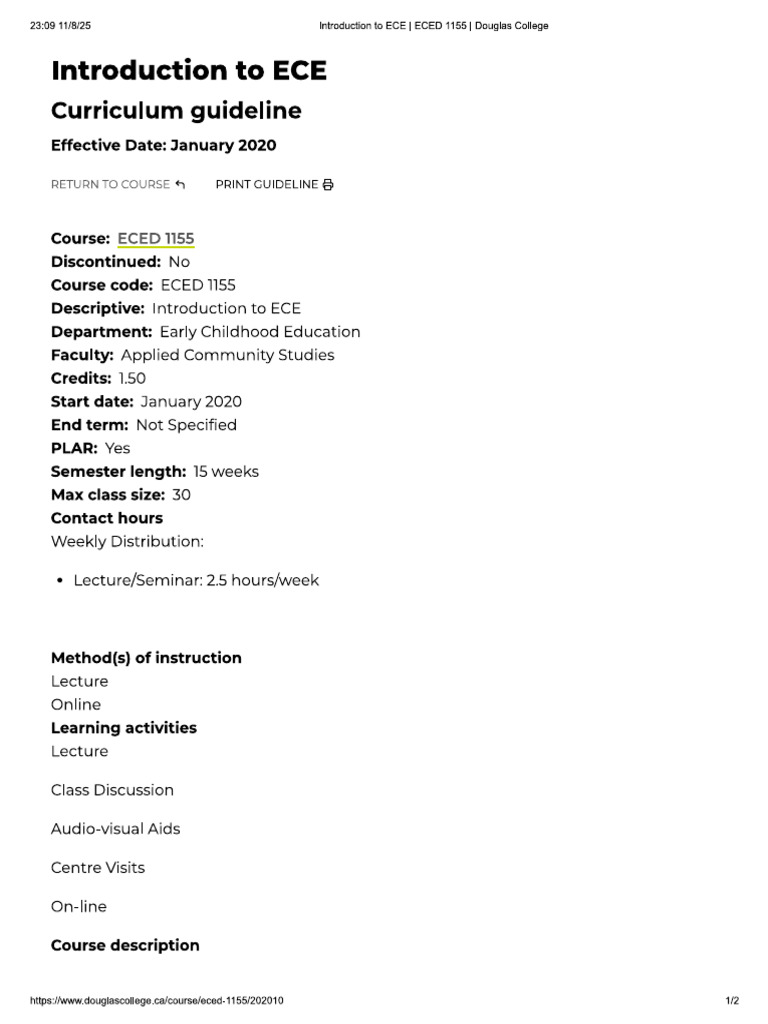 Introduction To ECE - ECED 1155 - Douglas College | PDF