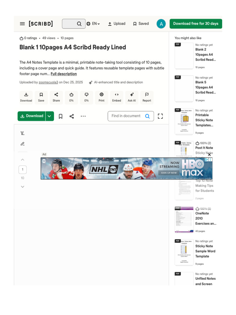 Blank 1 10pages A4 Scribd Ready Lined - PDF - Written Communication ...