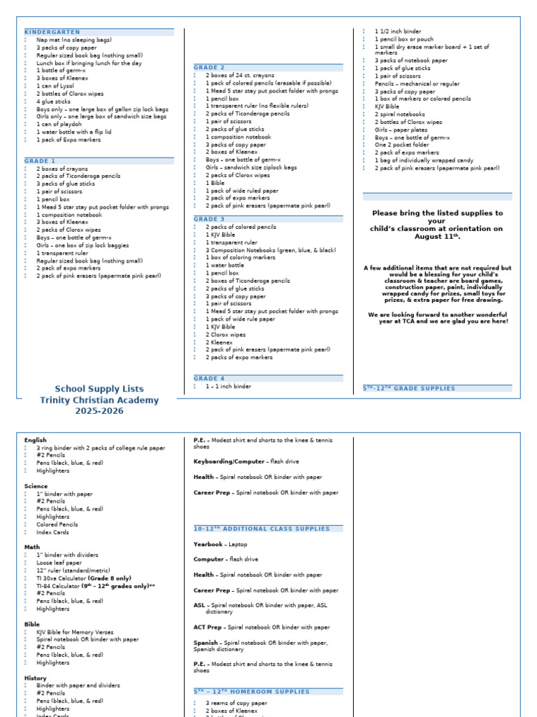 School Supplies 2025 2026 | PDF | Notebook | Pencil