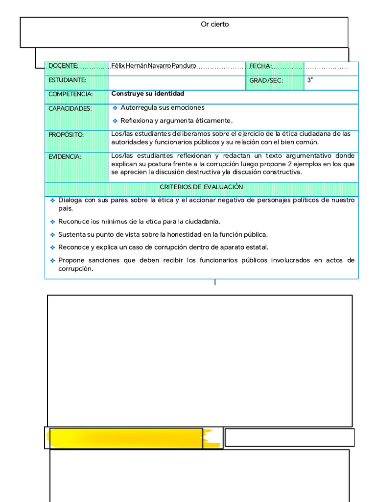 Ficha de Actividad S1 (U8) (3° Grado) - DPCC | PDF