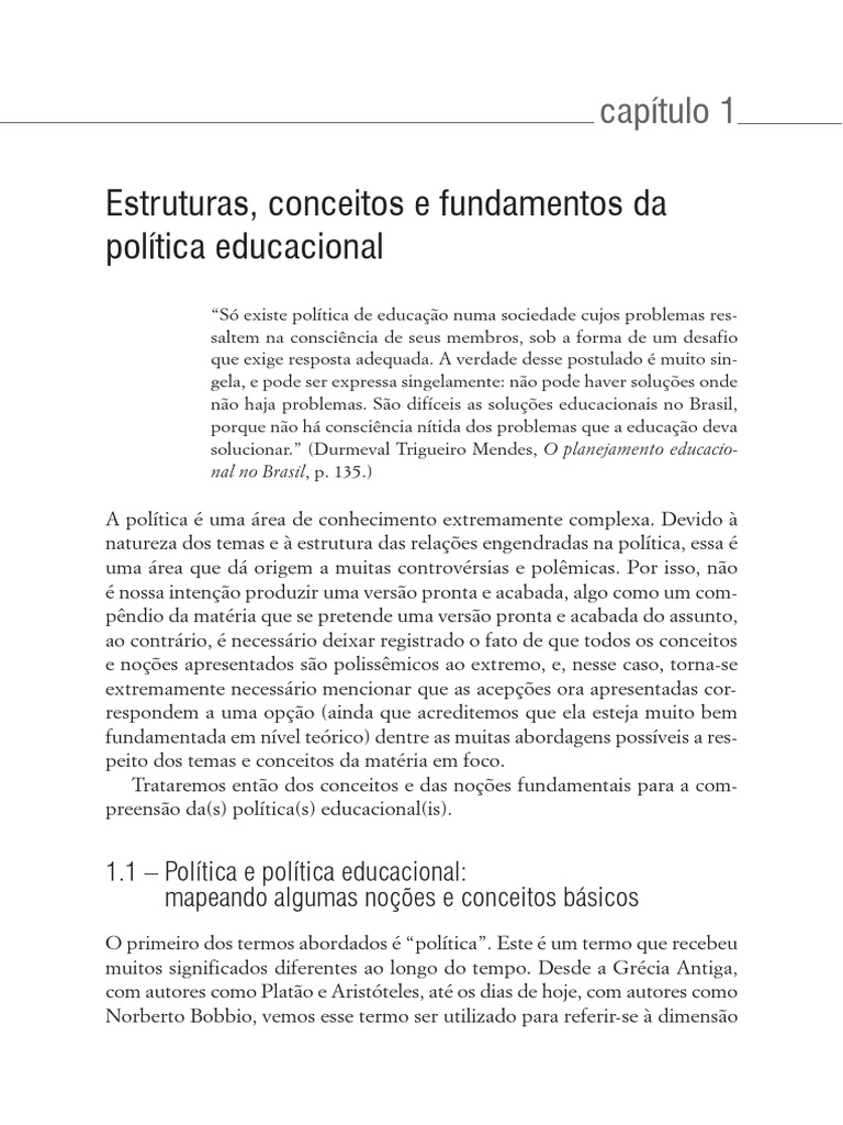 Estruturas, Conceitos e Fundamentos Da Política Educacional | PDF ...