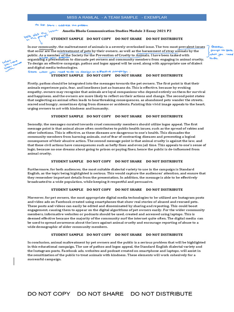 2021 Mod 3 Essay Example | PDF | Cruelty To Animals | Pet