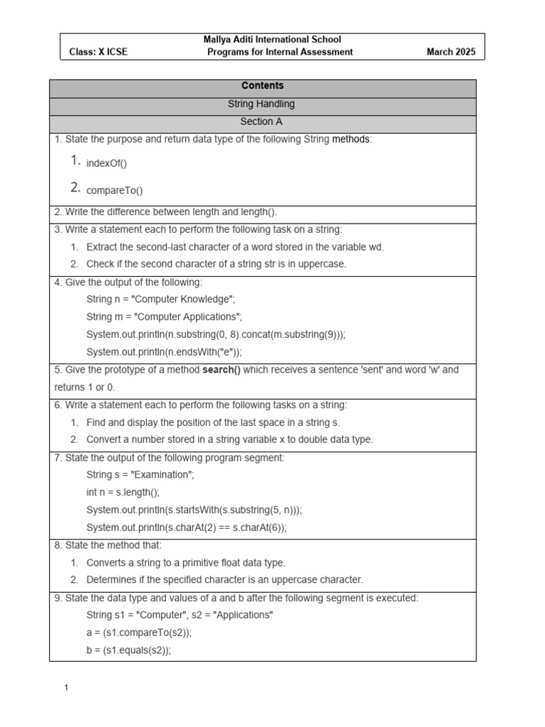 Adithya Prakash - Programs For Internal Assessment 2025 | PDF | String ...