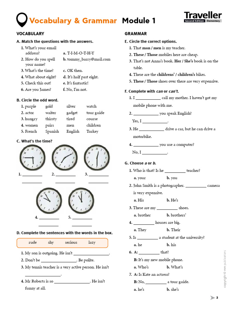 Elementary Extra Material Units 1-3 A1 | PDF